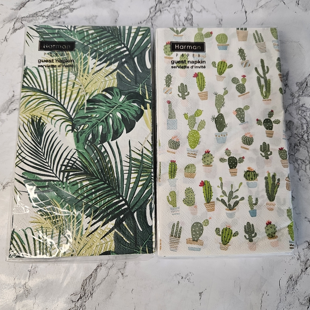 2 Harman Cactus and Palm Leaf Napkins Set